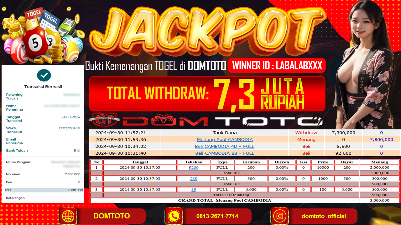 JACKPOT TOGEL CAMBODIA 4D  30 SEPTEMBER 2024